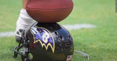 Ravens helmet, football