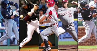 Austin Martin, Spencer Torkelson, Heston Kjerstad, Asa Lacy, David Gonzales (Photo Credits: Courtesy of Vanderbilt, Sun Devil, Arkansas, Texas A&M and New Mexico State Athletics)