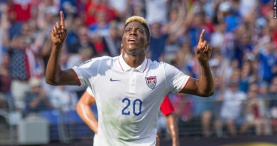 Gyasi Zardes celebrates at the 2015 CONCACAF Gold Cup in Baltimore.