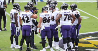 Ravens huddle