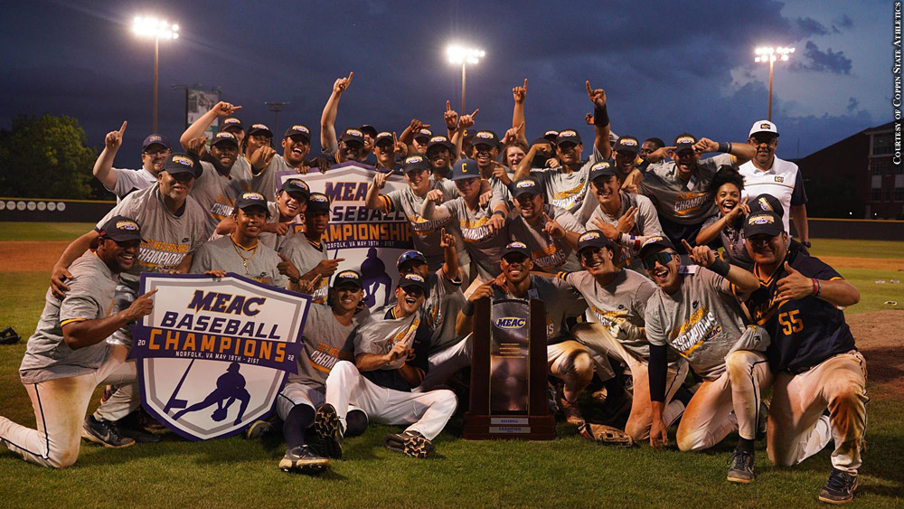 Coppin State Baseball celebrating MEAC title
