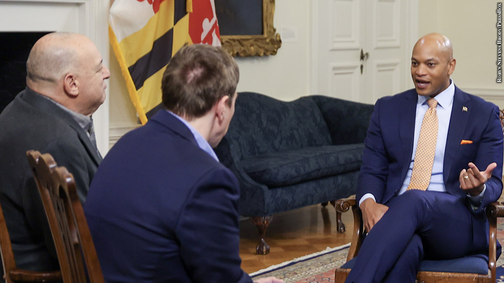 Gov. Wes Moore, Stan "The Fan" Charles and Glenn Clark