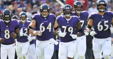 Lamar Jackson, Tyler Linderbaum, Ronnie Stanley, Patrick Mekari