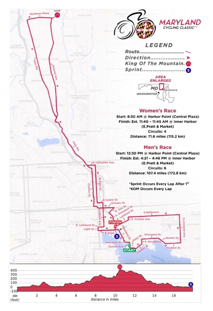 Maryland Cycling Classic 2025 course map