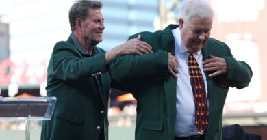 Tom Davis Orioles HOF with Jim Palmer