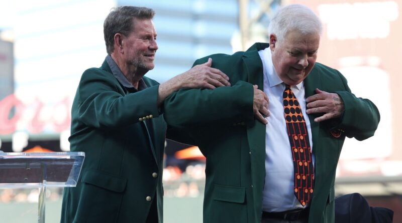 Tom Davis Orioles HOF with Jim Palmer