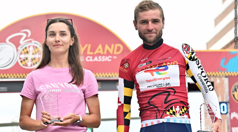 Maryland Cycling Classic winners Agnieszka Skalniak-Sojka and Sandy Dujardin